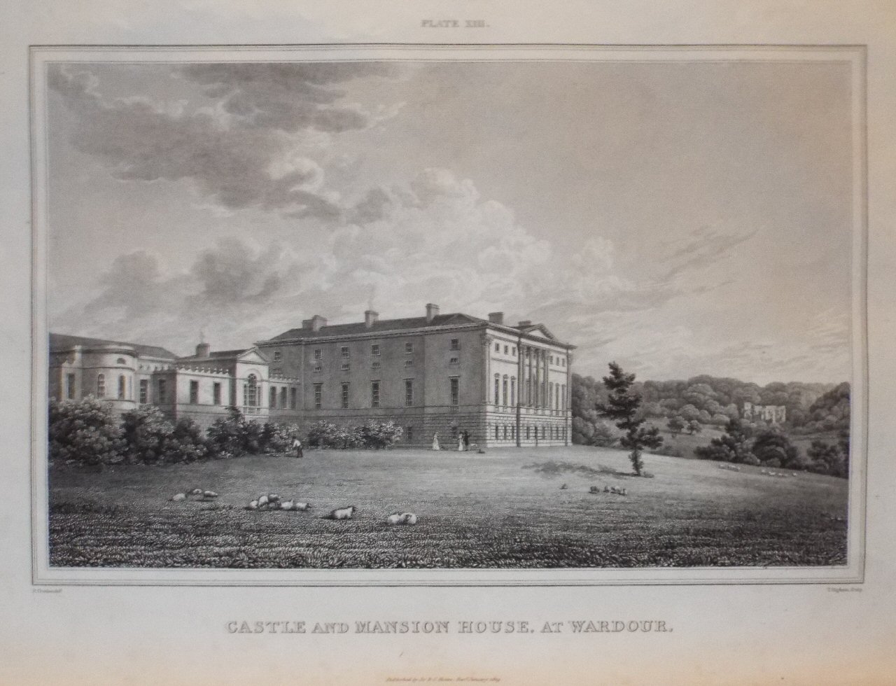 Print - Castle and Mansion House, at Wardour. - Higham
